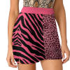 Pink zebra and leopard print trouser skirt with pockets, suitable for spring and autumn.