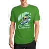 Green cotton surfing T-shirt with 'Wild Wave California' graphic, summer fashion