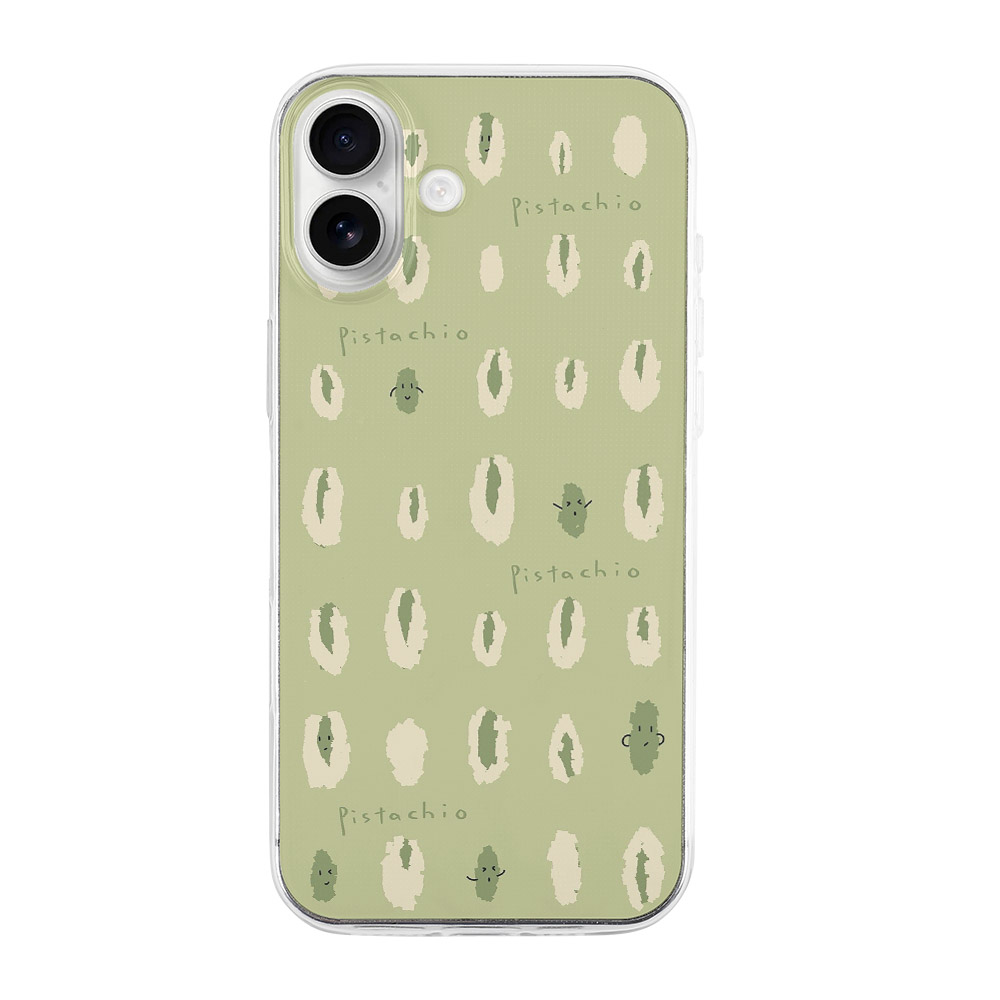 iPhone 16 Series case, TPU, olive green with white pattern, protective cover.