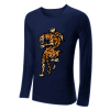 Navy blue men's long sleeve cotton t-shirt with tiger print, casual wear, 100% cotton fabric.