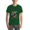 Green  Men's T-shirt with cartoon baseball player graphic, 'Just Do It' print, 100% cotton