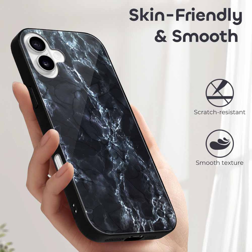 iPhone 16 Series marble glass case, skin-friendly and smooth, scratch-resistant and drop protection