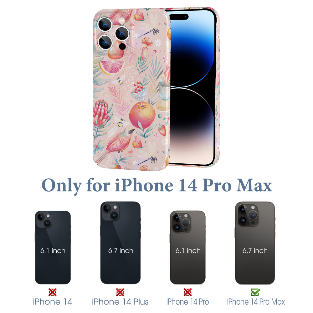 Floral iPhone 14 Pro Max case, PC plastic, scratch-resistant, various iPhone 14 case options