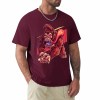 Maroon 100% Cotton Men's T-shirt with Red Monster Graphic Print | Inkedjoy