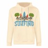 Cream cotton Surfing hoodie with CALIFORNIA SURFING graphic, loose fit, for daily wear.