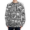 Men's Crew Neck Sweater featuring a unique all-over black and white pattern, perfect for winter fashion.