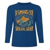 Dark blue pure cotton long sleeve T-shirt featuring 'ASMOOTH ARE MADE OF SOULFULLY' graphic, casual wear.