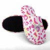 Women's cotton mop slippers with pink and white leopard print flannel upper and TPR sole
