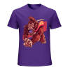 Purple cotton men's t-shirt with red monster graphic print, Inkedjoy design