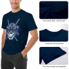 Navy blue cotton men's samurai skull T-shirt, soft fabric, and breathable. Pure cotton.