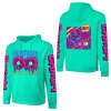 New pure cotton hooded sweater in green with 'FOREVER 99' design, sleeve prints, suitable for fashionistas.