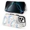 iPhone 16 case with cute cartoon bear design, card slot and TPU leather cover, 360° protection