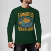 Green pure cotton long sleeve T-shirt with 'A SMOOTH SHAKER' graphic for casual wear.
