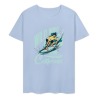 Light blue pure cotton T-shirt with surfing graphic print, summer fashion. California design