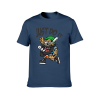 Dark blue men's cotton T-shirt featuring a baseball cartoon graphic and 'Just Do It' print, breathable fabric