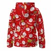 Red kids' Christmas hoodie with Santa pattern and kangaroo pocket, perfect for holiday wear.