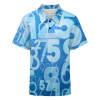 Blue children's  polo shirt with number pattern, pique cloth