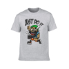 Gray Men's 'Just Do It' Baseball T-shirt with Cartoon Design