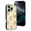 iPhone 16 Series glass case with cute bear pattern on yellow background, providing anti-scratch protection.