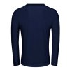 Navy blue men's long sleeve crew neck T-shirt, 100% cotton, suitable for leisure and activities.