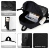 Black 17-inch Shoulder Backpack Detailed Views: zippers, side pocket, handle, reinforced design, and breathable mesh.