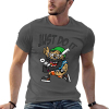 GrayMen's 'Just Do It' T-shirt with cartoon design, cotton fabric.