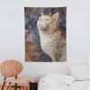 Curious Cat Polyester Tapestry for Wall Decor | Vertical Print