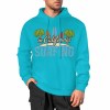 Turquoise blue cotton hoodie with CALIFORNIA SURFING graphic, suitable for daily wear.