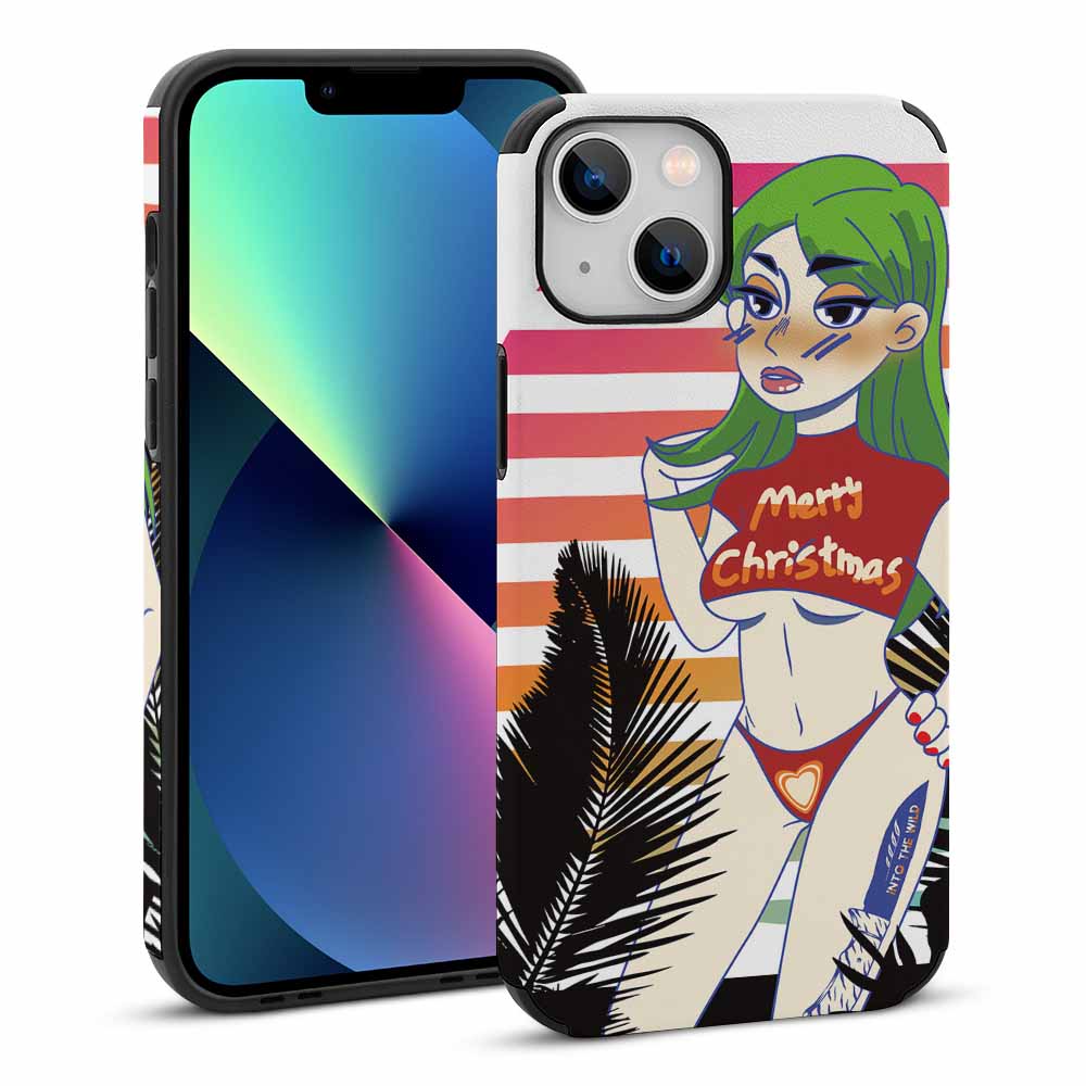 iPhone 13 Skin Case with Cartoon Design and Feather
