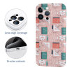 iPhone 15 case with pink floral and book pattern, PC plastic, precise cutouts and lens edge coverage