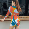 Women's long sleeve skinny dress with abstract pattern. Perfect for casual or party wear.