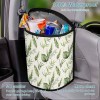 Car garbage storage bag with leaf pattern, waterproof polyester, zipper closure, and reinforced handle, Inkedjoy