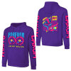 Purple cotton hooded sweater with 'FOREVER 99' design and sleeve prints, Youth Personality style