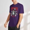 Purple cotton T-shirt with AMERICAN LEGEND gorilla print for men, summer fashion.