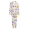 Soft White Pajama Set with Colorful Food and Cake Patterns