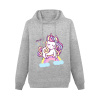 Grey women's unicorn hoodie sweatshirt with drawstring, cotton blend fleece, comfortable fit for spring and autumn.