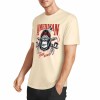 Cream cotton short-sleeved T-shirt with AMERICAN LEGEND gorilla graphic print, summer fashion.