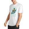 White cotton short-sleeved T-shirt with surfing print for men, summer fashion.