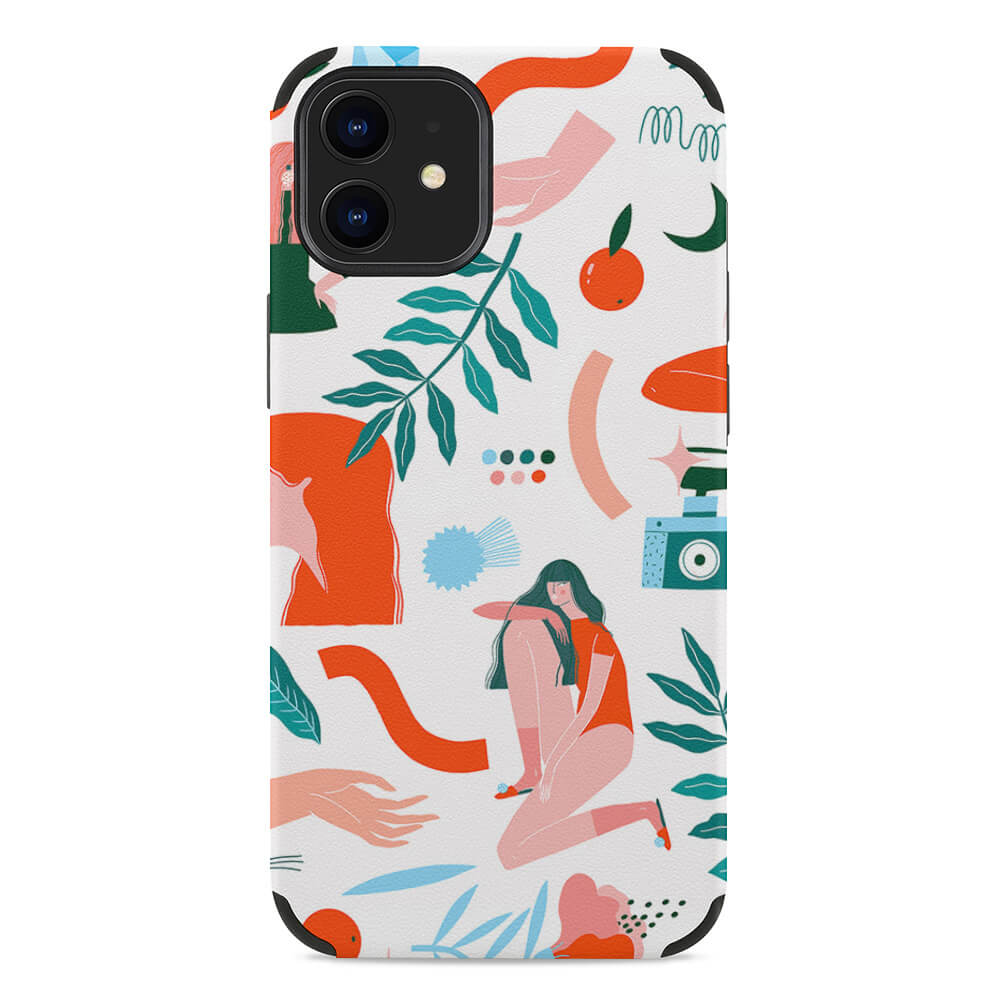 iPhone 12 Series Microfiber Case with Abstract Art Design