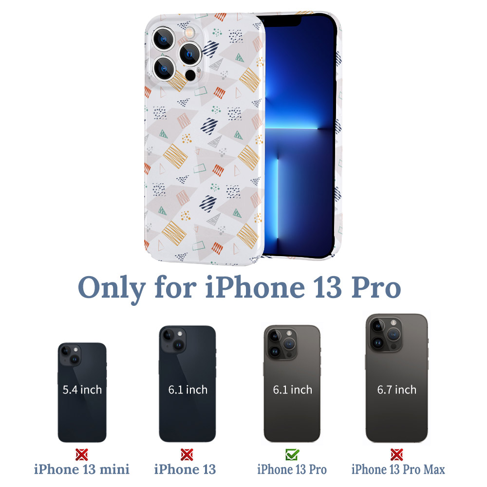 iPhone 13 Pro case, PC plastic, colorful pattern. Phone case compatible with iPhone 13 models.
