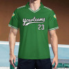 Green mesh football jersey with "Yourteams 23" print, V-neck design, sports apparel