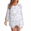 White chiffon sunscreen long sleeve shirt with floral print, casual fashion, loose fit, for women