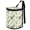 Car garbage storage bag with leaf pattern, black zipper and handle, made of polyester