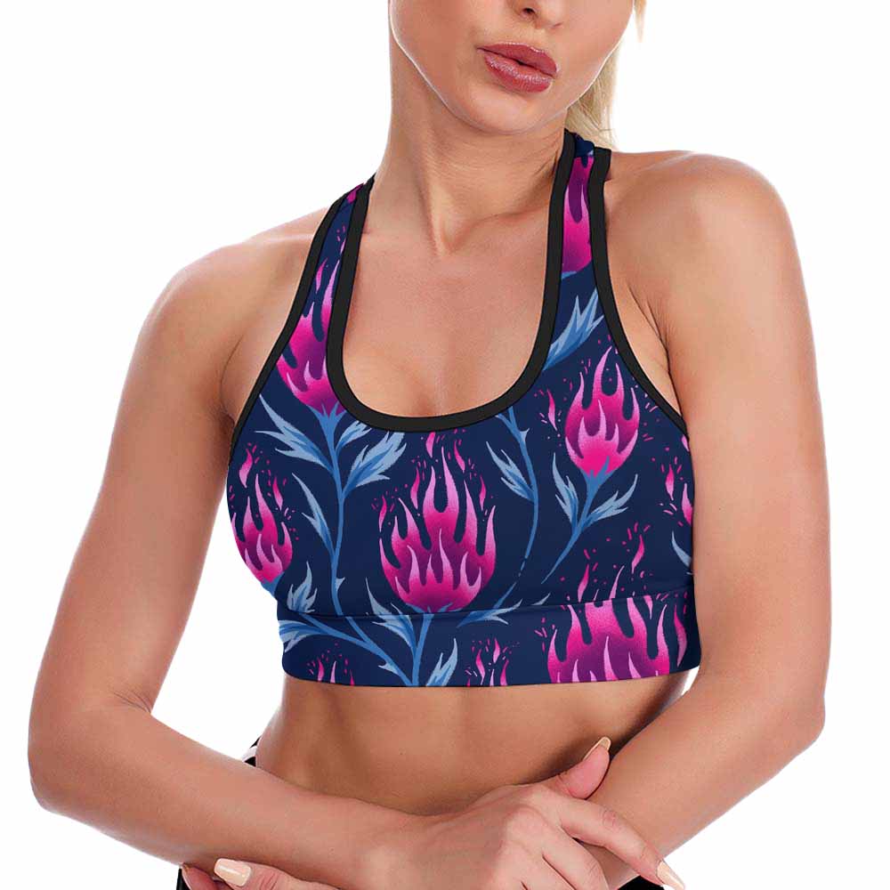 Blue floral yoga vest, comfortable and stylish, perfect for yoga and fitness activities.