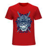 Red cotton samurai skull T-shirt for men. Ideal for leisure and events.