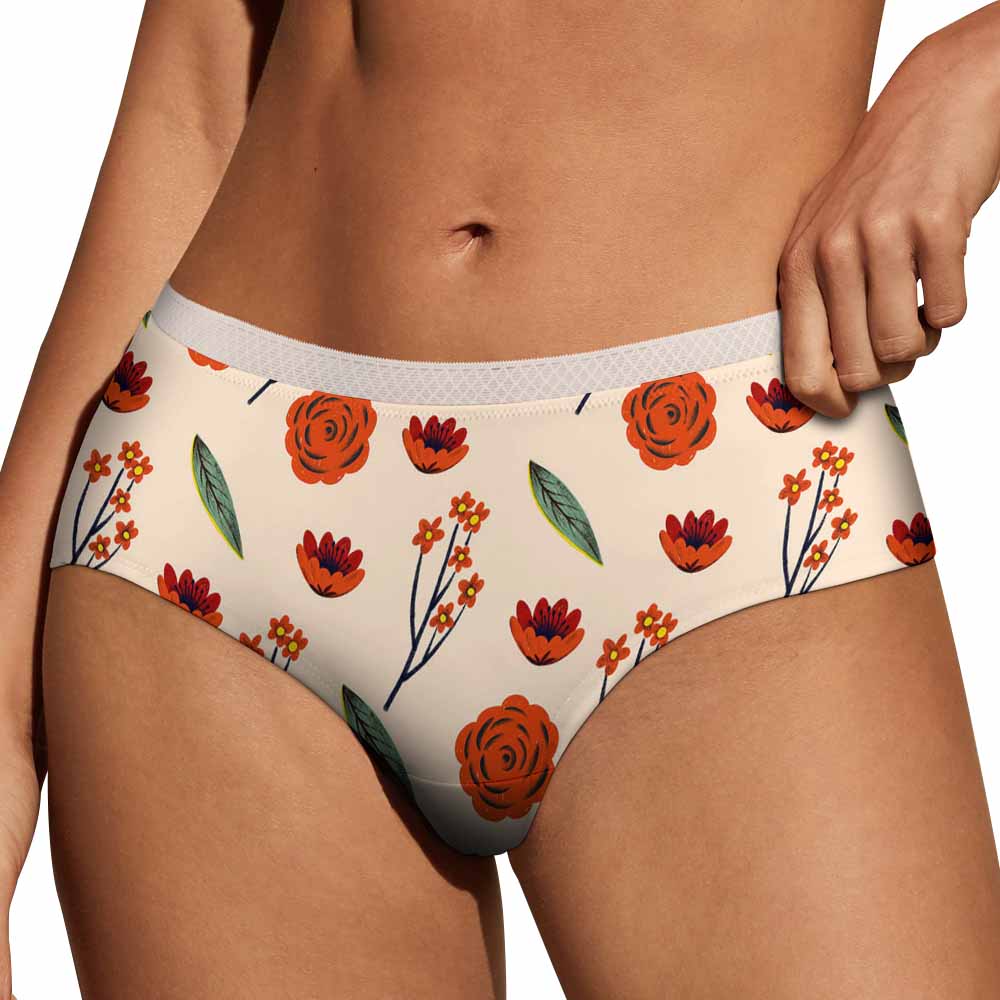 Women's lace underwear with floral pattern, made of lycra fabric, comfortable and elastic.
