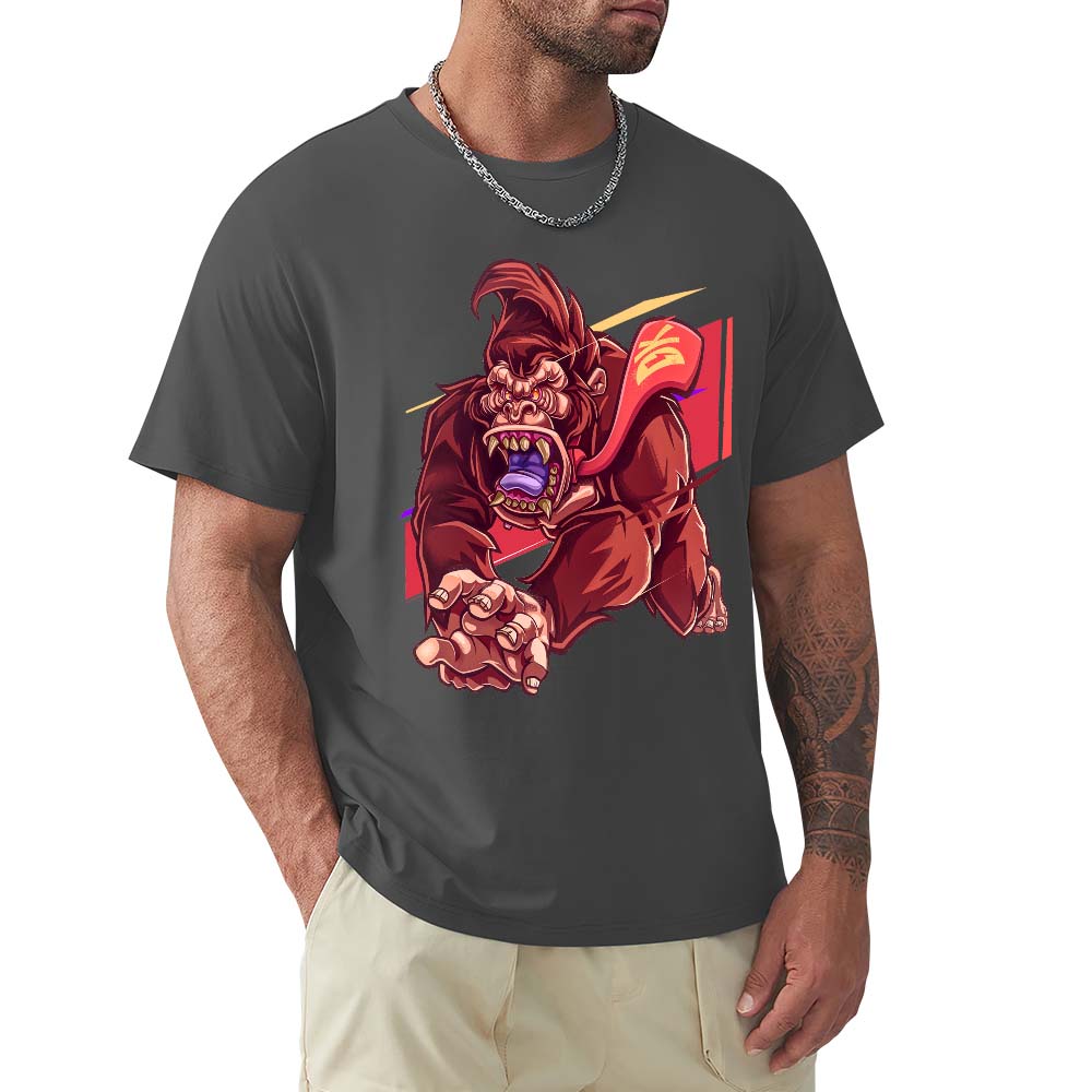 Men's dark gray cotton t-shirt with red monster graphic print | Inkedjoy