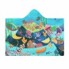 Underwater scene Cloak Hooded Blanket in Arctic Velvet, coral, fish, jellyfish design.