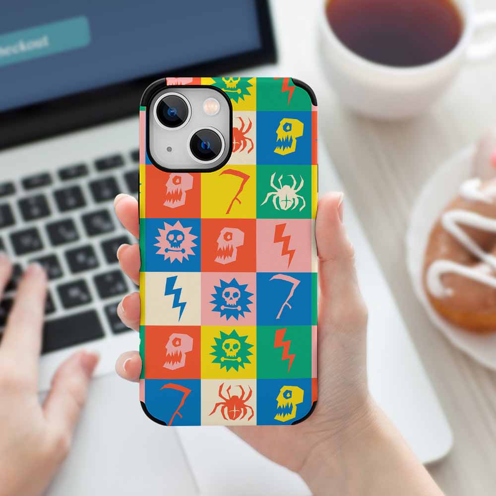 iPhone 13 Fiber Skin Case with Colorful Geometric Pattern and Graphics, comfortable grip, and scratch-resistant protection