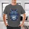 Dark gray cotton men's samurai skull T-shirt with "DEAD SET" text, perfect for events and leisure